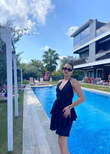 Şeffaf Detaylı Uzun Siyah Bağcıklı Mayo - Görsel 3