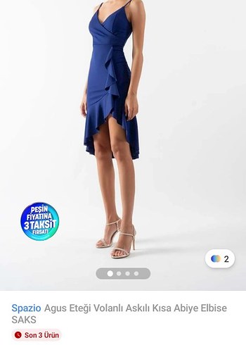 Diğer Kadın Lacivert Drapeli Mini Abiye Elbise