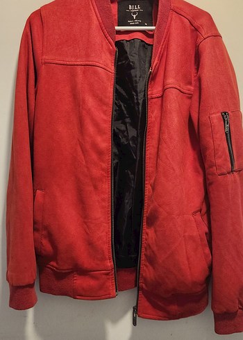 Fermuarlı Kırmızı Kadın Spor süet Ceket - Görsel 4