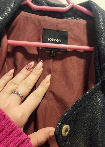 Kadın Siyah Yılan Desenli Deri Biker Ceket - Görsel 4