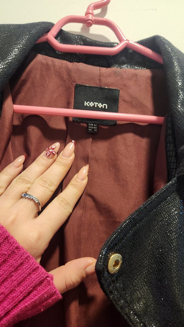 Kadın Siyah Yılan Desenli Deri Biker Ceket - Görsel 4