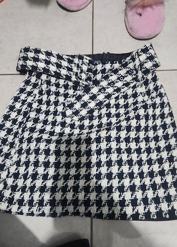 Siyah Ekose Mini Etek - Görsel 4