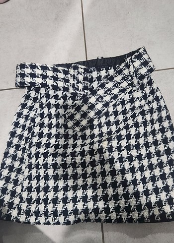 Siyah Ekose Mini Etek - Görsel 3