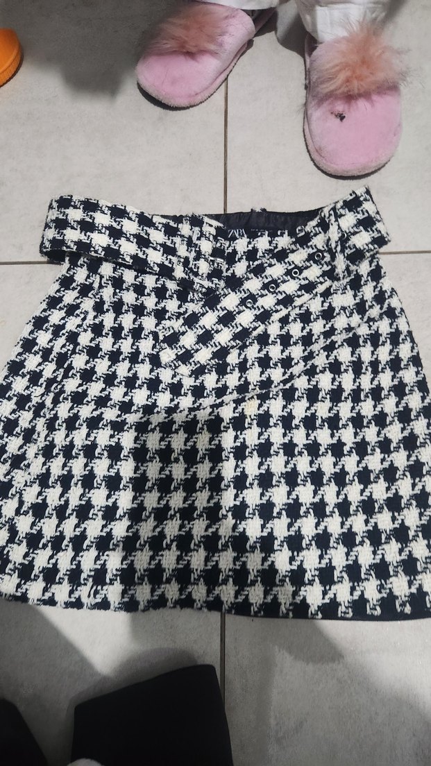 Siyah Ekose Mini Etek - Görsel 4