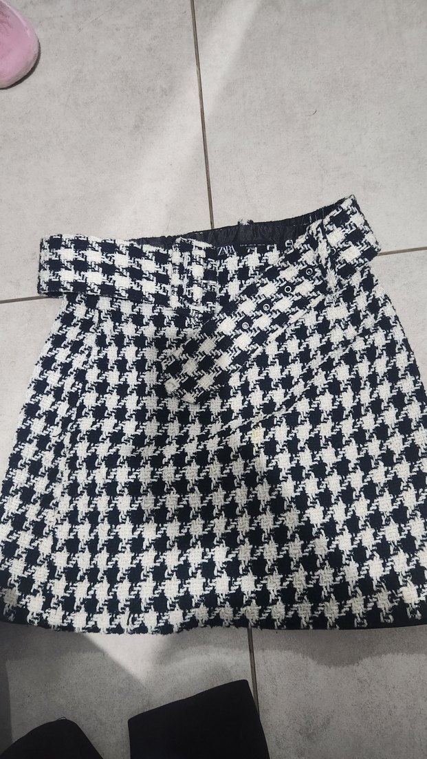 Siyah Ekose Mini Etek - Görsel 3