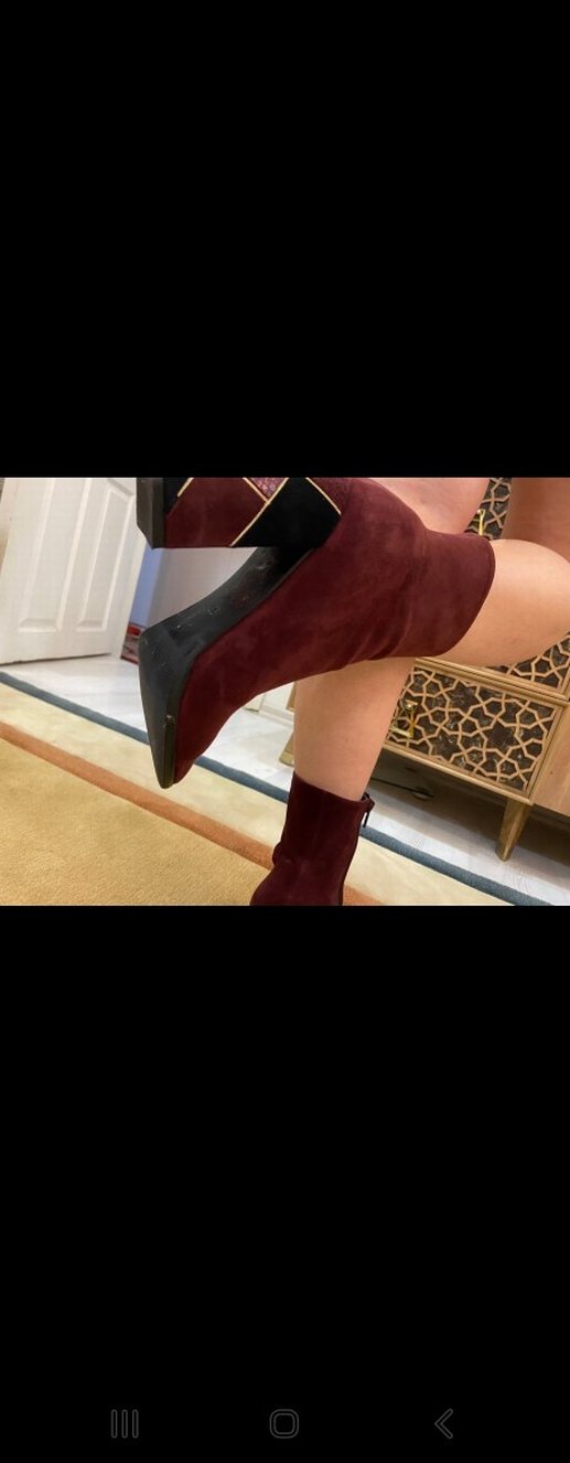 Bordo Süet Topuklu Kadın Bot - Görsel 3