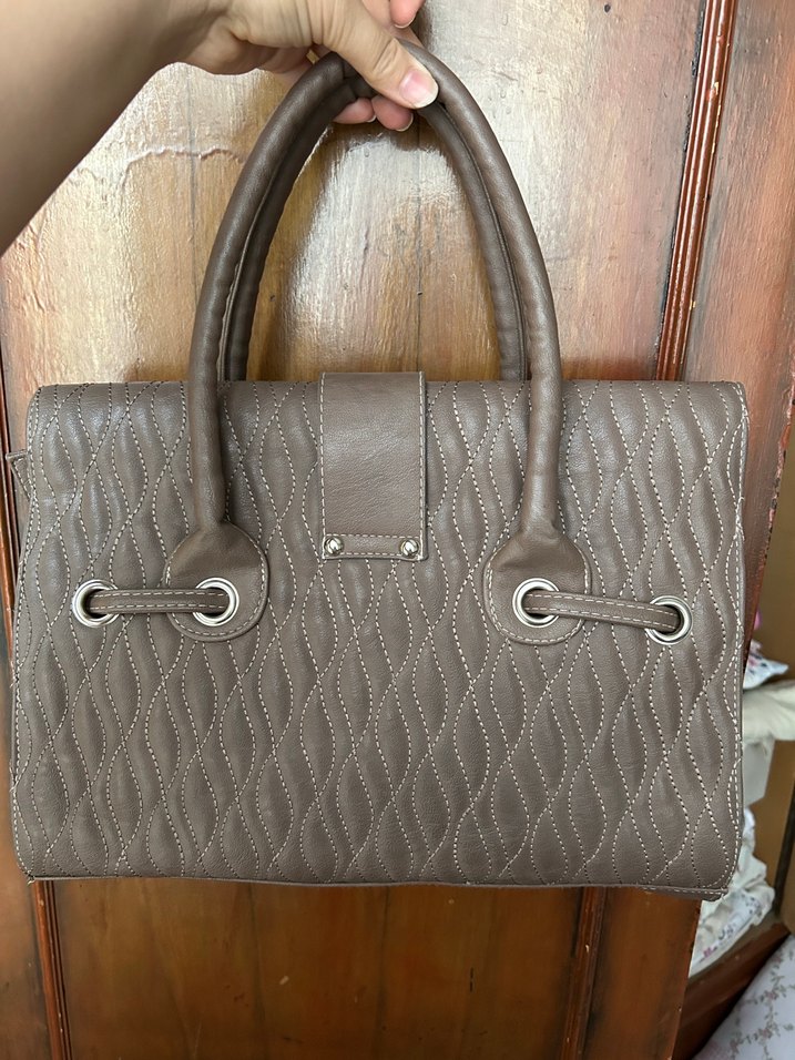 Kemerli Gri Deri Kadın Çanta - Görsel 2