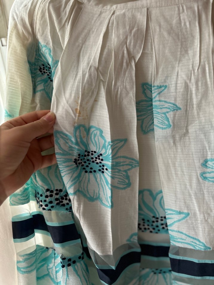 Mavi Nakışlı Uzun Salaş Hamile Etek - Görsel 2