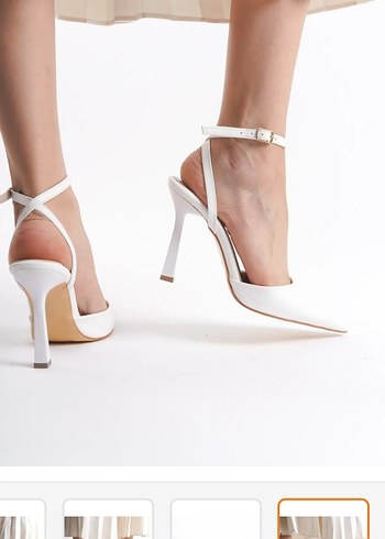 Diger Beyaz Stiletto Topuklu Kadın Ayakkabı