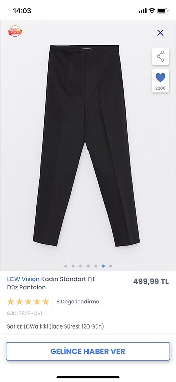 Standart fit siyah pantolon