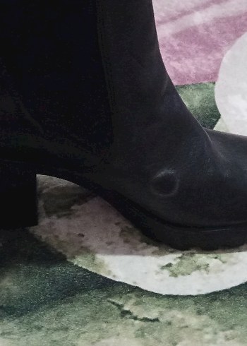 Siyah Deri Gotik Topuklu Kadın Botlar - Görsel 5