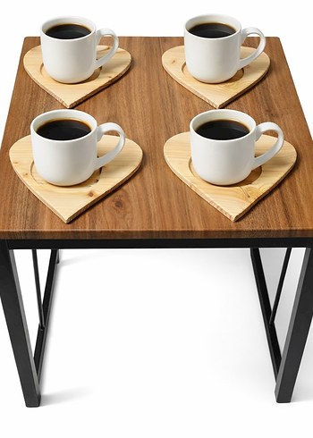 Kalp Şeklinde Ahşap Bardak Altlıkları - Görsel 3