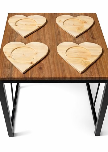 Kalp Şeklinde Ahşap Bardak Altlıkları - Görsel 2