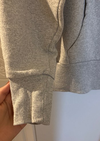 xs Beden gri Renk Gri Kapüşonlu Fermuarlı Kadın Sweatshirt