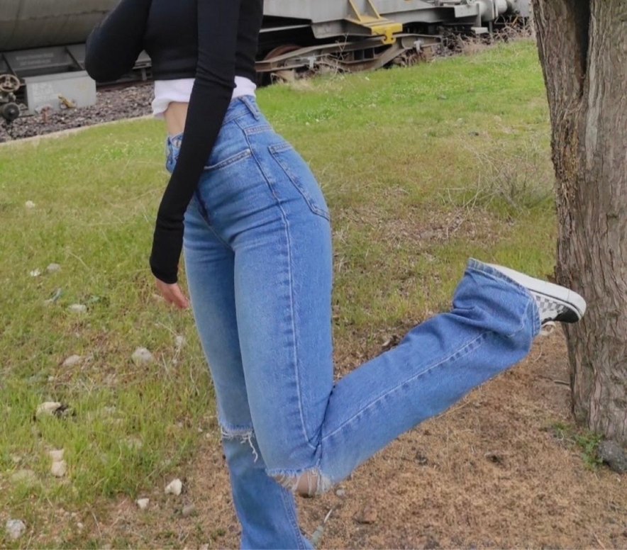 Yırtık Detaylı  Mavi Denim Kadın Pantolon - Görsel 2