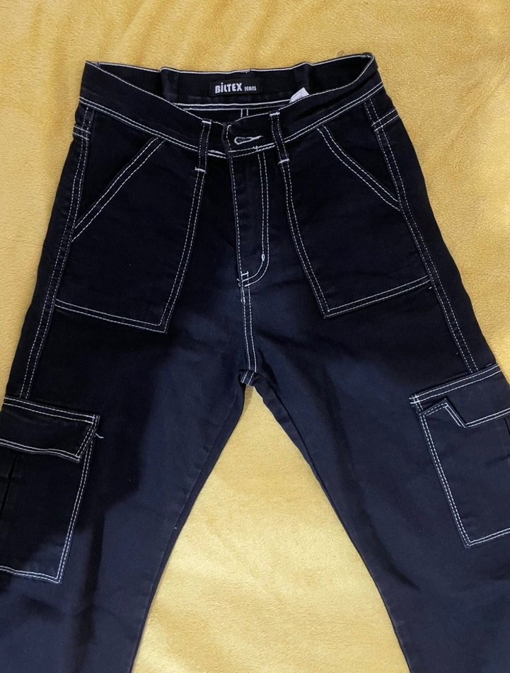 Kadın siyah kargo pantolon - Görsel 2