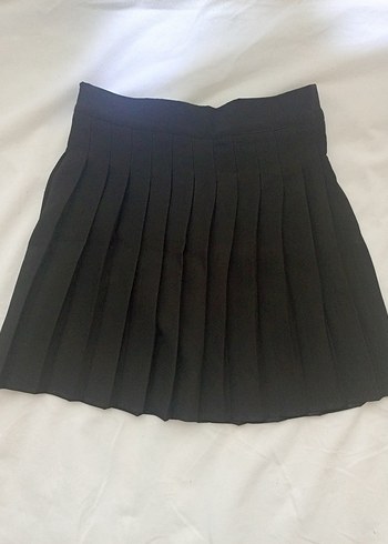 Kadın Siyah Pileli Mini Etek