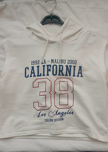 Beyaz Baskılı Kolsuz Kadın Sweatshirt