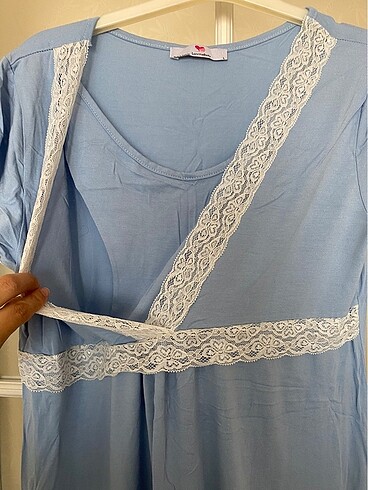 dantelli hamile geceleğı mavi m/l - Görsel 6