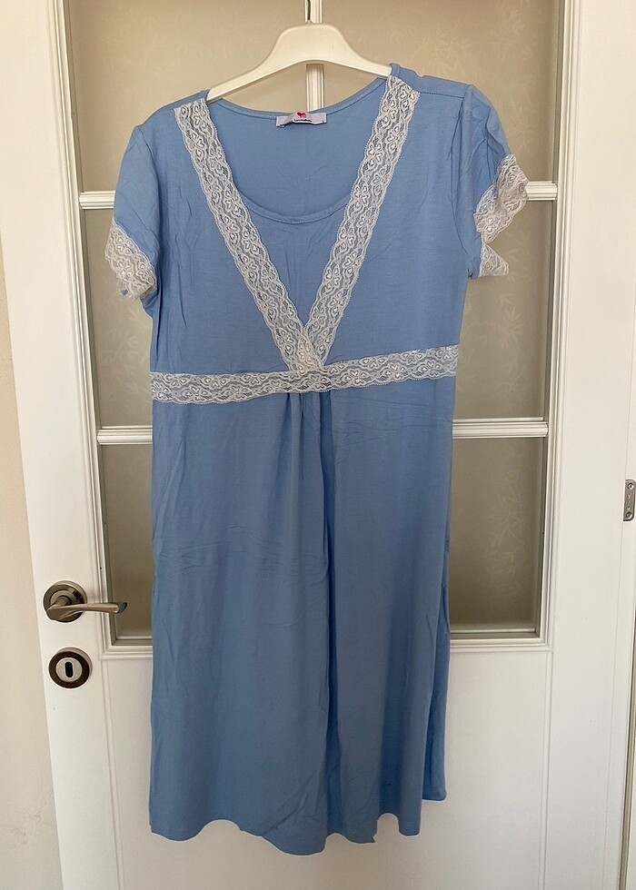 dantelli hamile geceleğı mavi m/l - Görsel 5