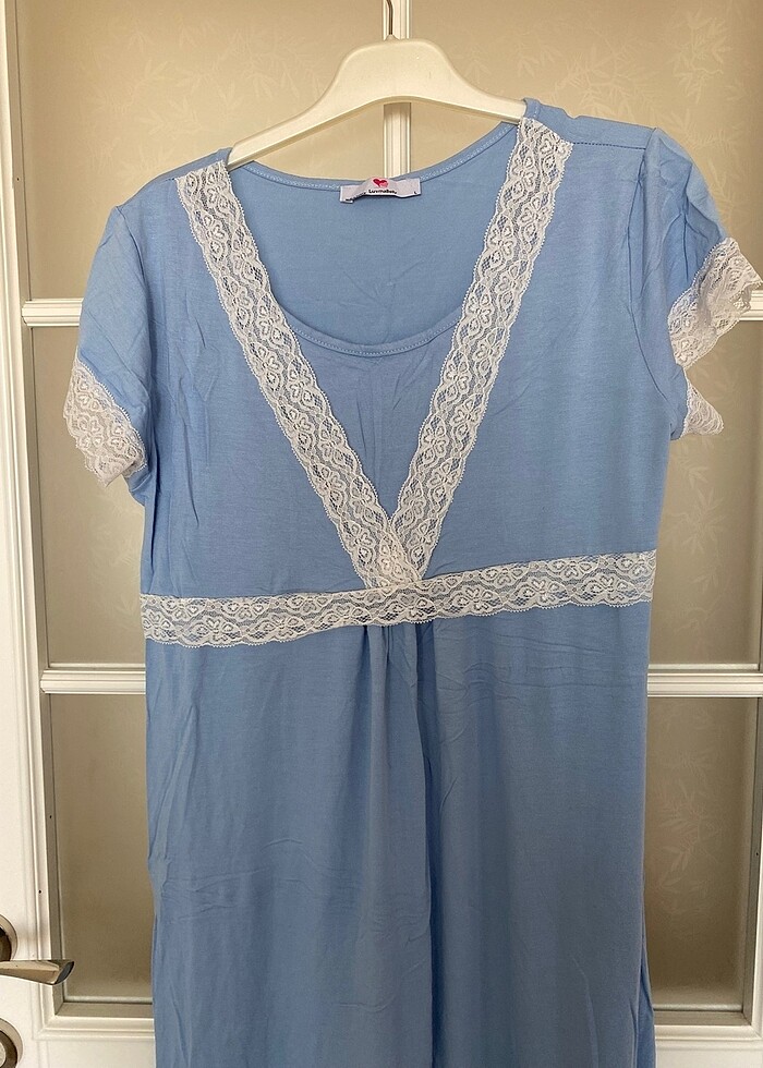 dantelli hamile geceleğı mavi m/l - Görsel 4