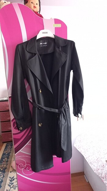 36 Beden siyah Renk Trenchcoat
