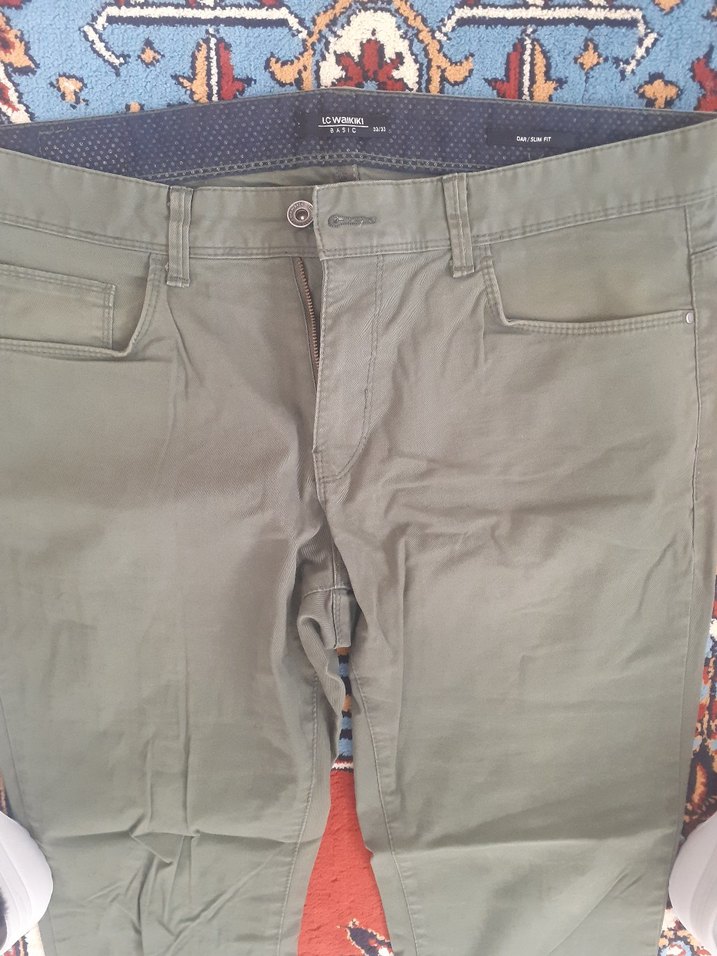 Erkek Kemerli Haki Normal Boy Pantolon - Görsel 2