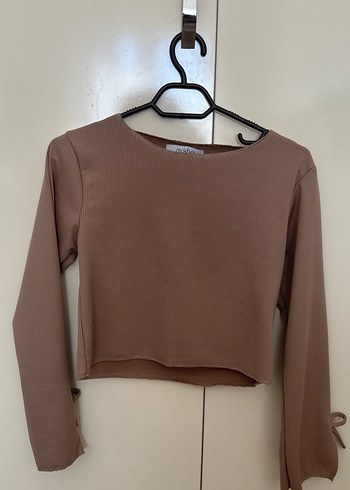 Bej Uzun Kollu Minimalist Bluz