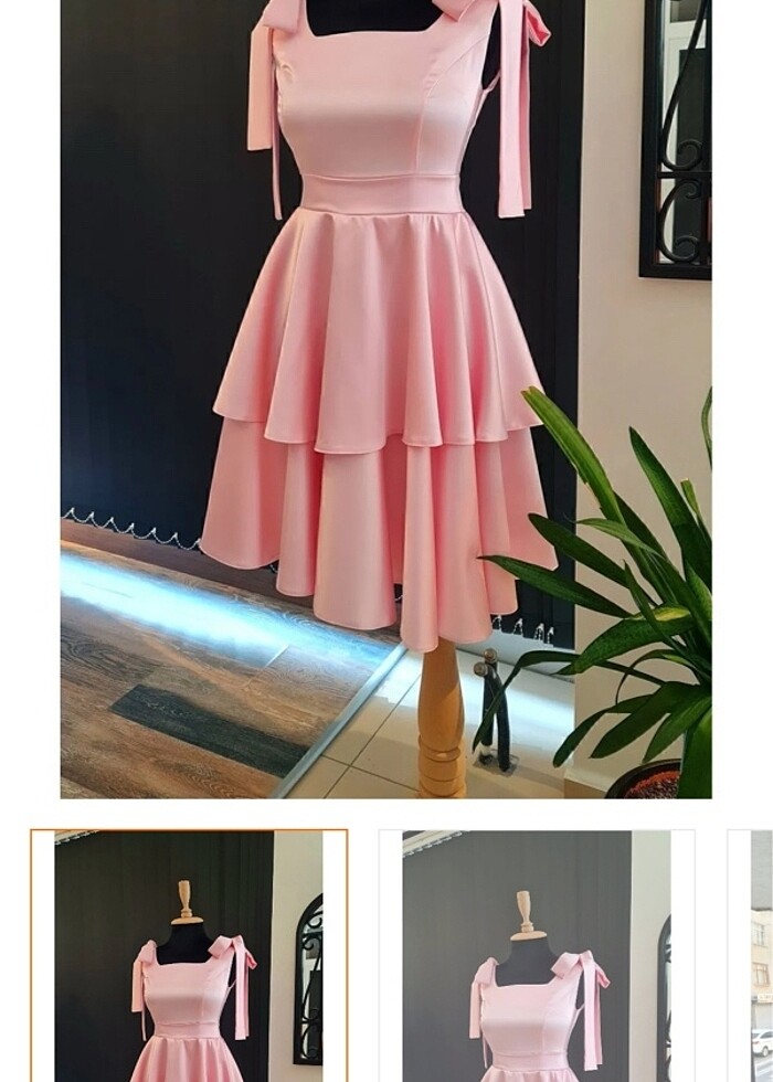 PUDRA/PEMBE ABİYE (Saten) - Görsel 3