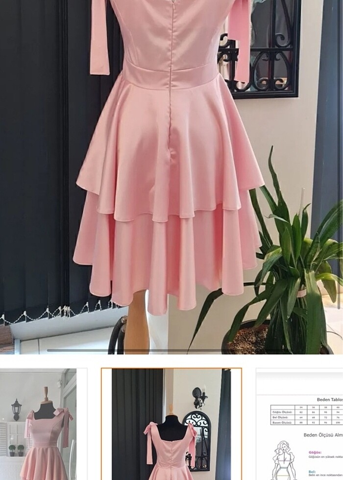 PUDRA/PEMBE ABİYE (Saten) - Görsel 4