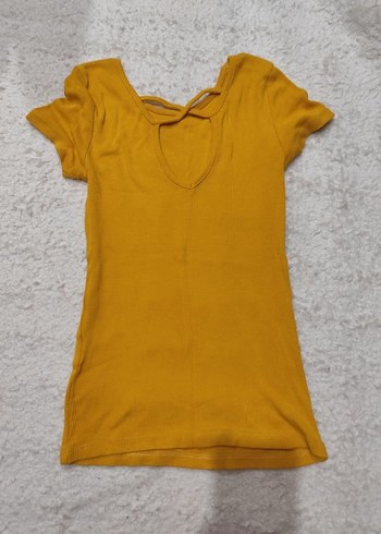 Sırt Dekolteli Hardal Sarısı Üst - Görsel 3