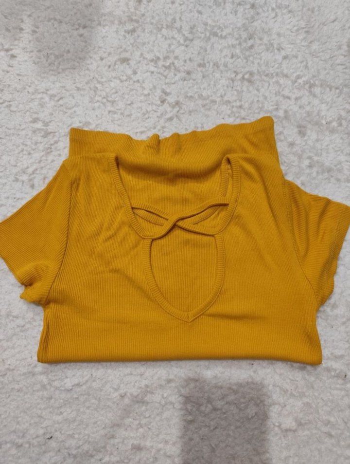 Sırt Dekolteli Hardal Sarısı Üst - Görsel 4