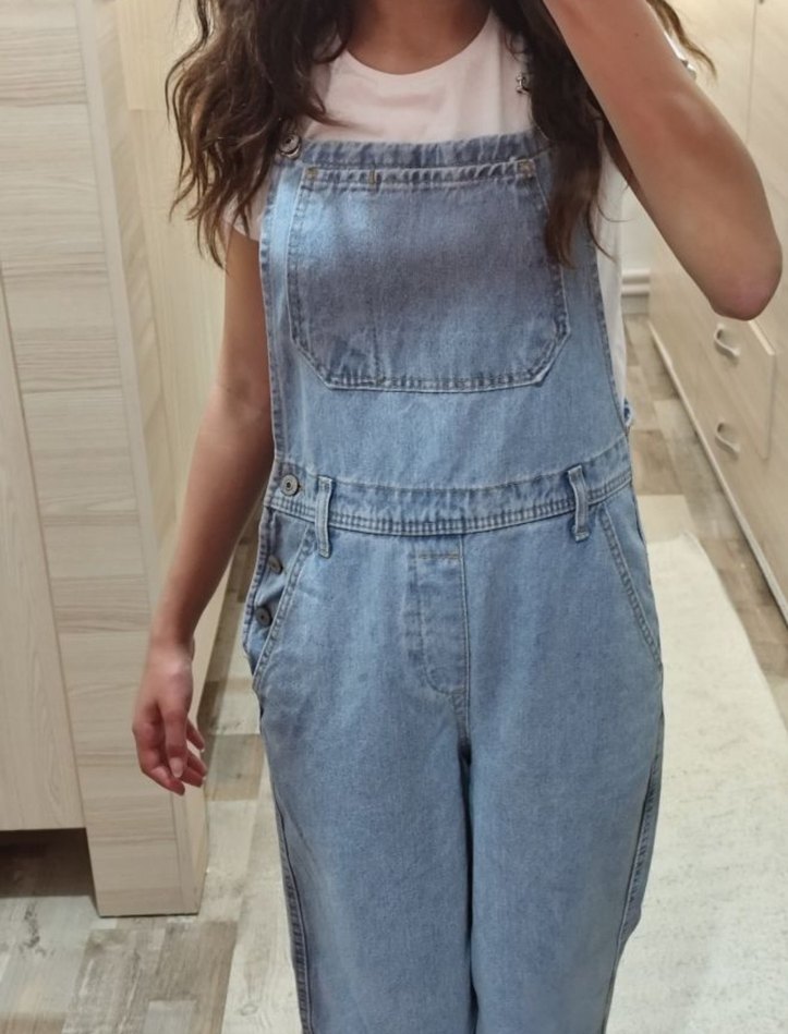 Kadın Mavi Denim Tulum - Görsel 5