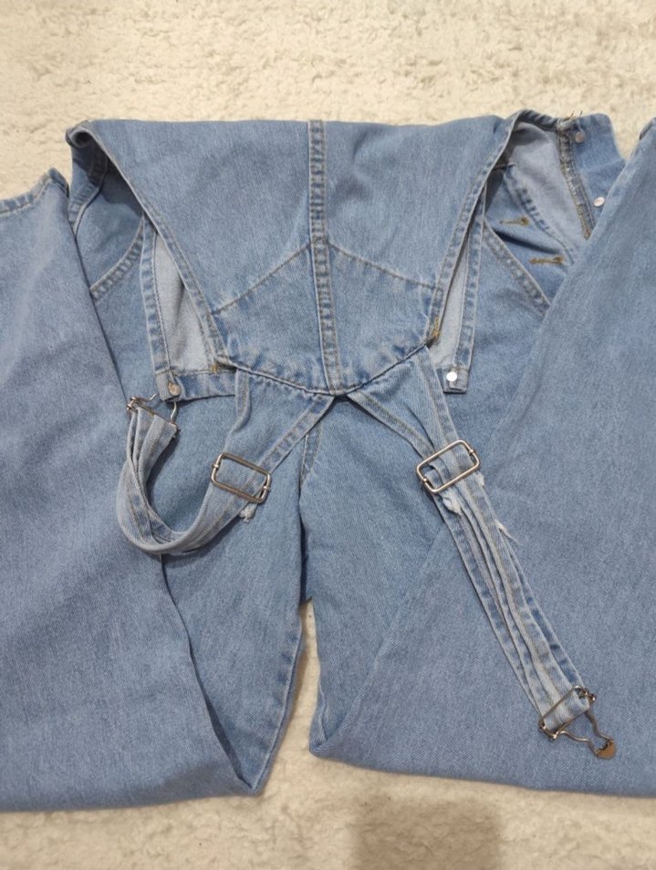 Kadın Mavi Denim Tulum - Görsel 3