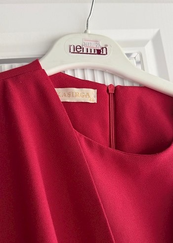 46 Beden Bordo Uzun Kollu V Yaka Kadın Elbise