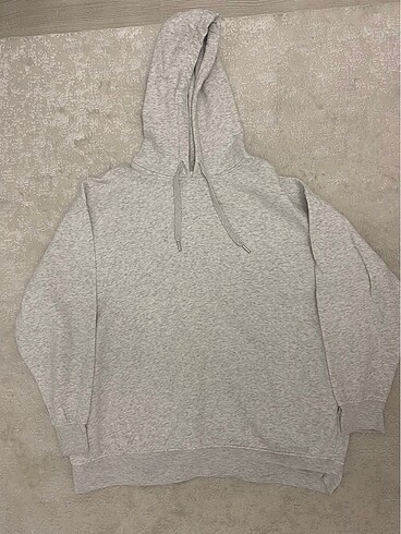 h&m açık gri uzun kollu kapüşonlu sweat