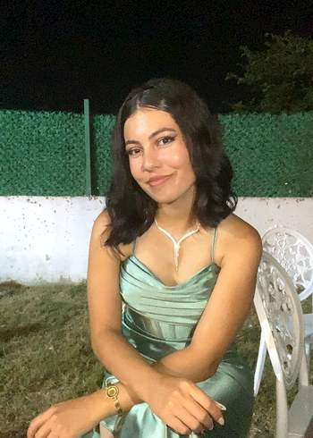 40 Beden Drapeli Straplez Abiye yırtmaçlı arkası baglamalı mit yeşili