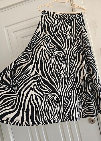 Zebra desenli midi etek