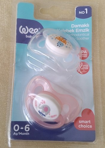 Diğer Wee Bebek Ortodontik Damaklı Emzik 0-6 Ay Pembe