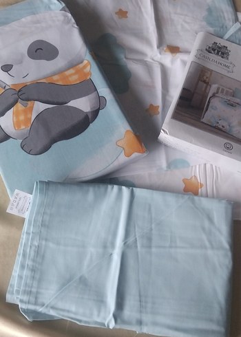 Pamuklu Gri Baskılı Bebek Nevresim Takımı - Görsel 2