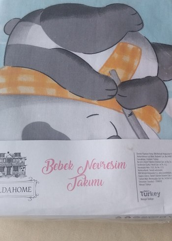 Pamuklu Gri Baskılı Bebek Nevresim Takımı - Görsel 4