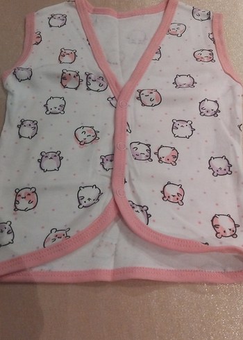 Kız Çocuk Pembe Pamuklu Çıtçıtlı Yelek 9-12 Ay - Görsel 2