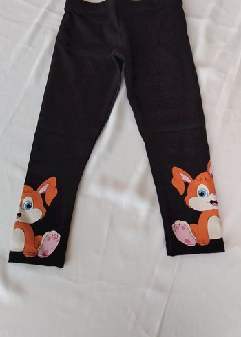 Kız Çocuk Baskılı Siyah Tayt - Görsel 2