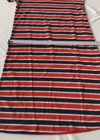 Kırmızı Çizgili Kısa Kollu Günlük Elbise - Görsel 5