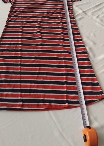 Kırmızı Çizgili Kısa Kollu Günlük Elbise - Görsel 2