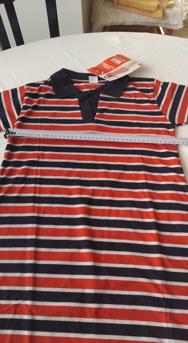 Kırmızı Çizgili Kısa Kollu Günlük Elbise - Görsel 4