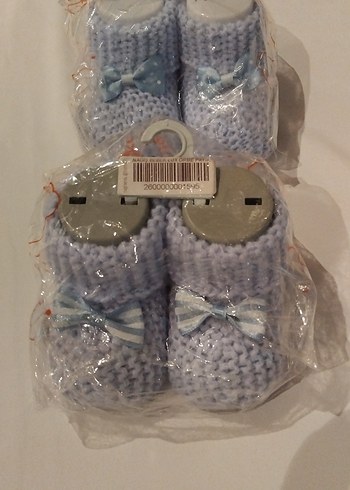 Çocuk Mavi Örgü Ev Ayakkabısı - Görsel 2