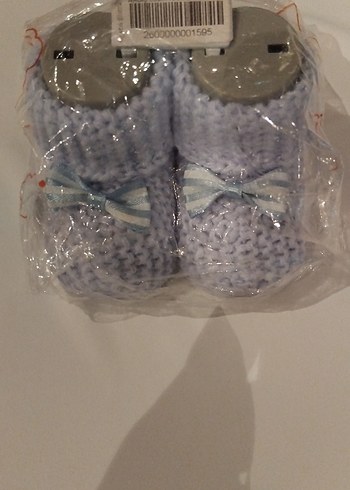 Bebek Mavi Örgü Ev Ayakkabısı - Görsel 2