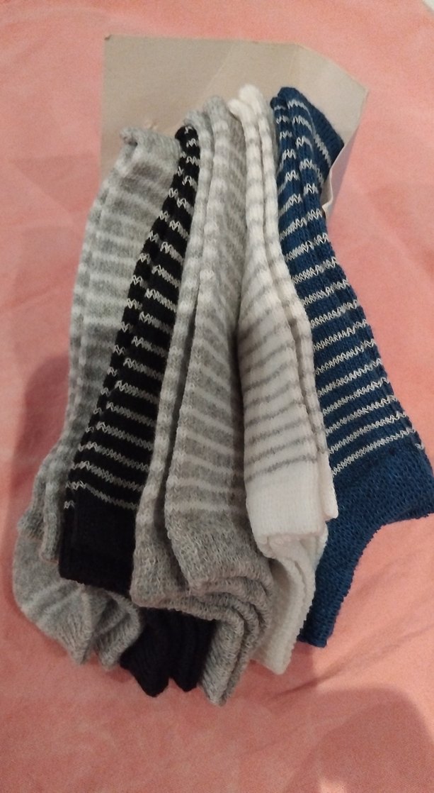 Erkek Çocuk Çizgili Mavi Gri Çorap Seti 5x - Görsel 3