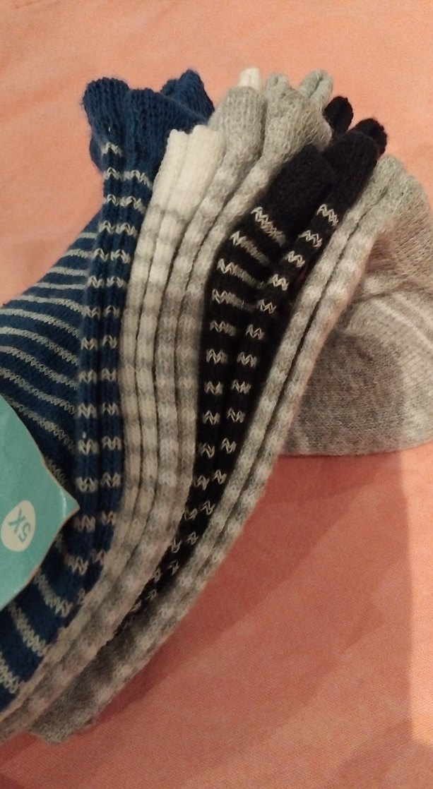 Erkek Çocuk Çizgili Mavi Gri Çorap Seti 5x - Görsel 5